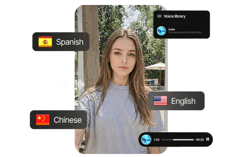 API vidéo IA Tagshop - voix off multilingue